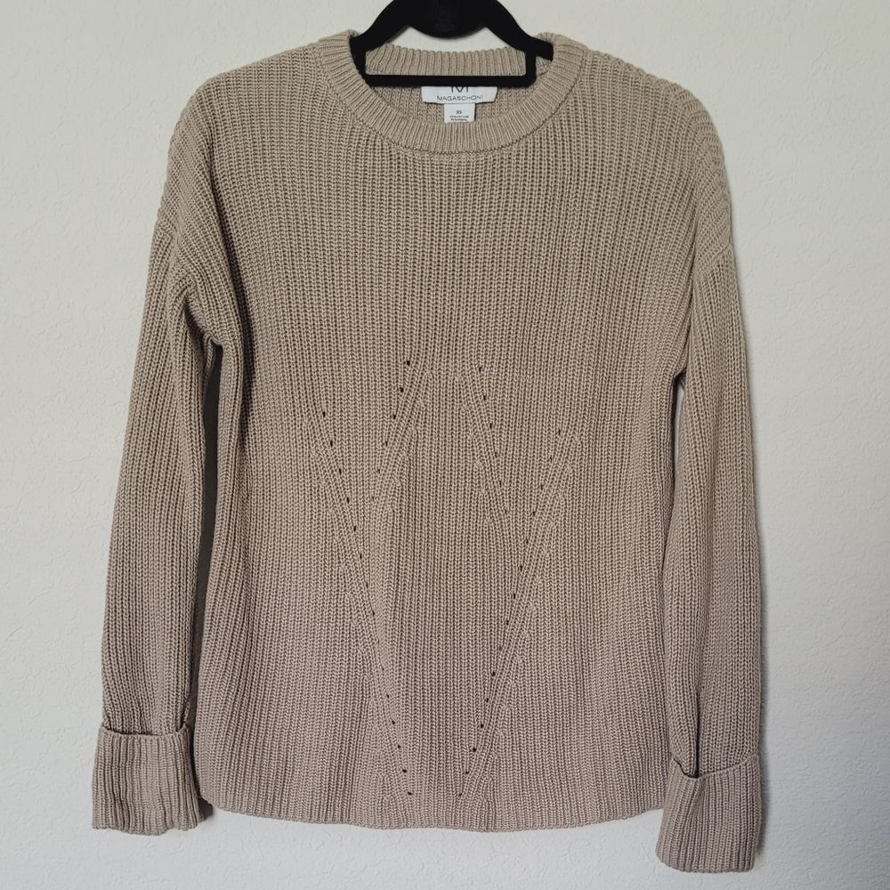 Magaschoni Tan Knit Sweater Size XS